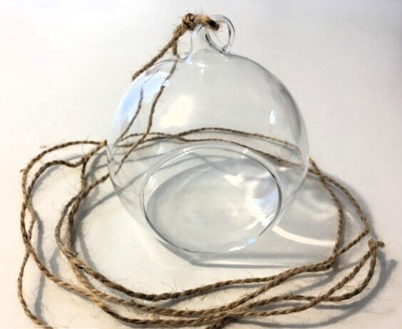 Recipiente esférico transparente para plantas del aire (para colgar) 8 cm diam.